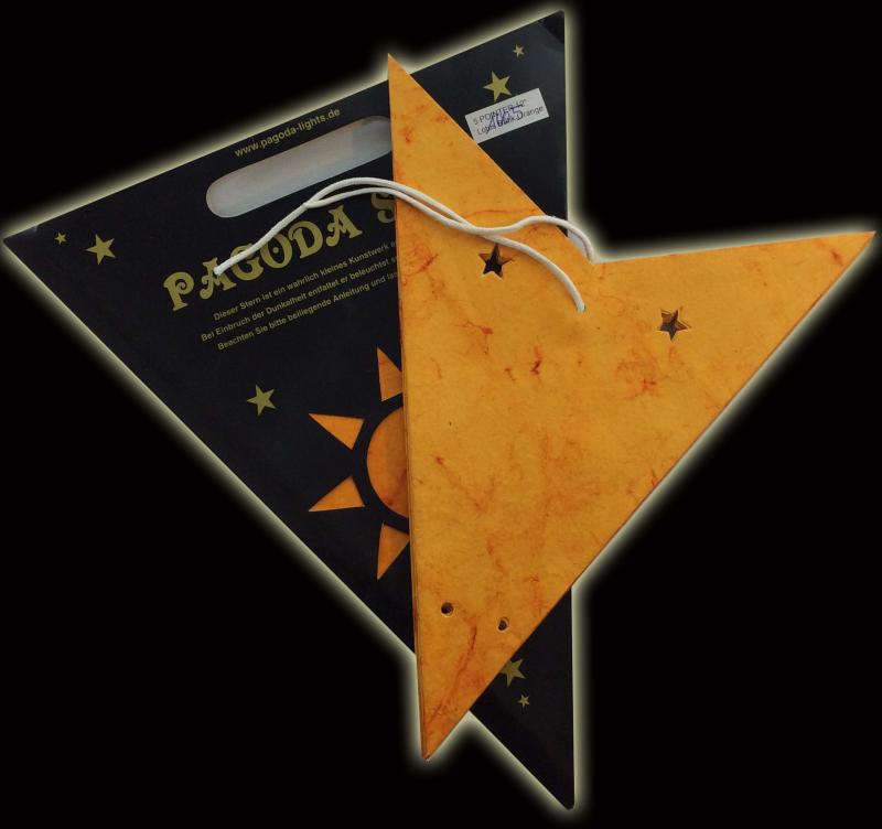 Lotus orange - Foldable glowing star, paper poinsettia with 5 points, 60 cm
